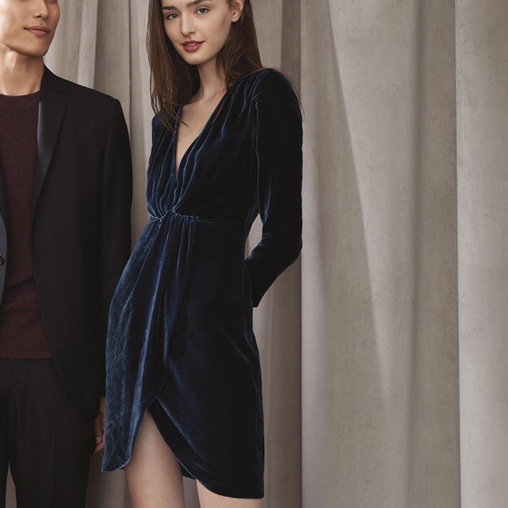 Theory NWT Meleesa Vintage Teal Glossed Velvet Dress